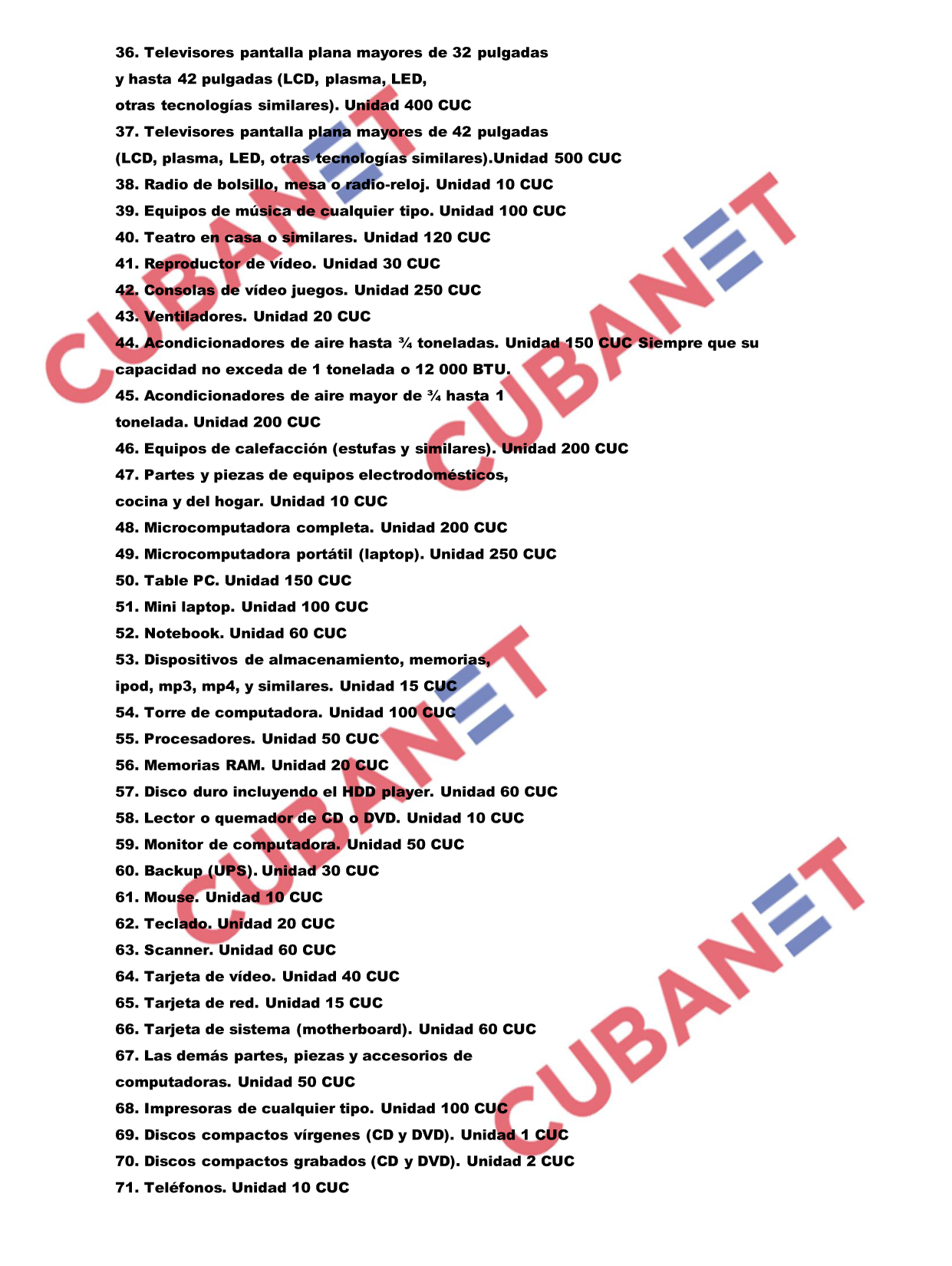 Listado de las nuevas regulaciones aduanales en Cuba2
