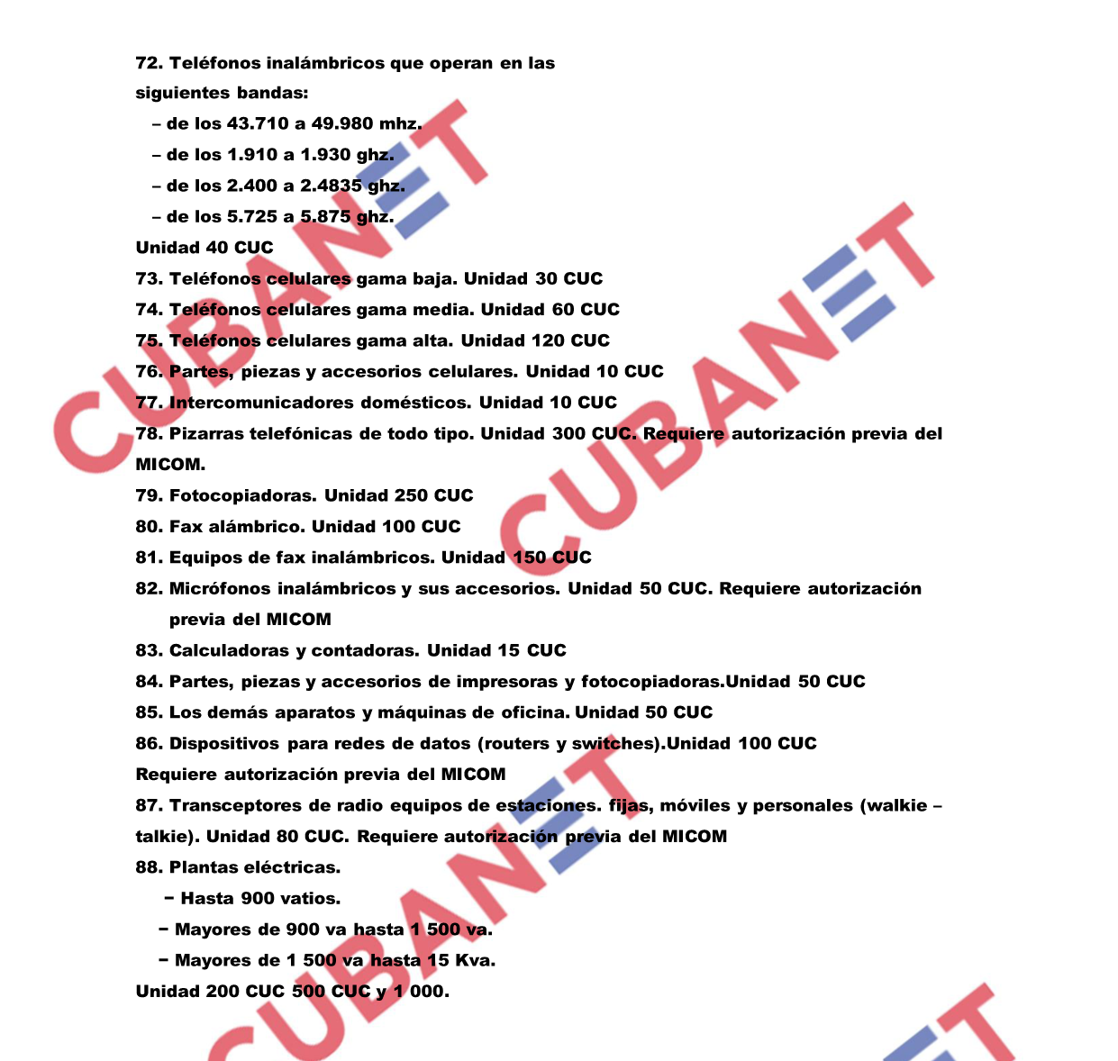Listado de las nuevas regulaciones aduanales en Cuba3