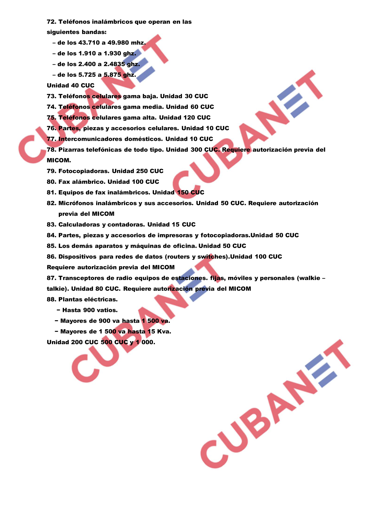 Listado de las nuevas regulaciones aduanales en Cuba3